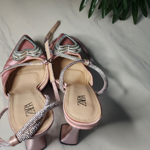 Zara Pink Rhinestone Heart High Heels - Picture 5 of 7